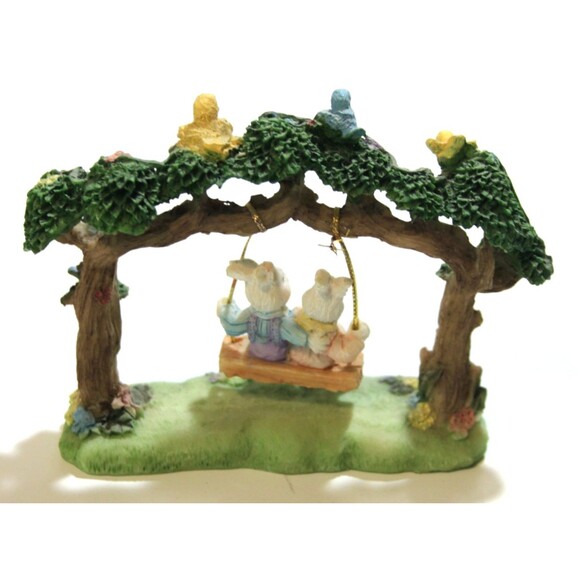Home Accents Collection Bunny At Play Single Swing 2 Rabbits Spring Easter  5" - Picture 3 of 11